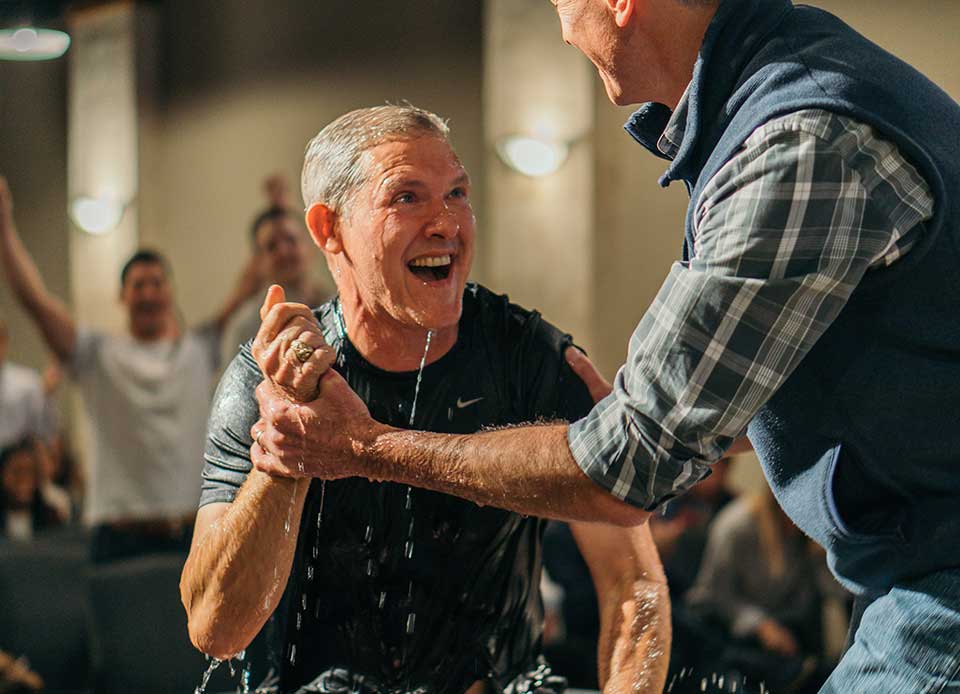 A baptism at Antioch Church in Fort Worth